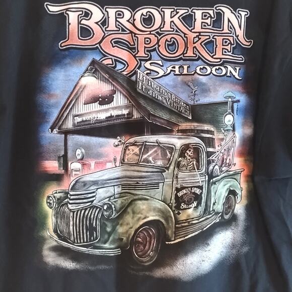 NEW Broken Spoke Saloon Biker Bar Skeleton & Dog Biker Black Gildan T-Shirt XL - Picture 1 of 8